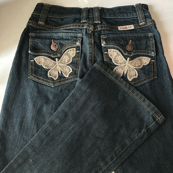 ♥️… RARE • Frankie B. Lace Butterfly Girls Wide Leg Jeans •HTF• - Picture 4 of 7